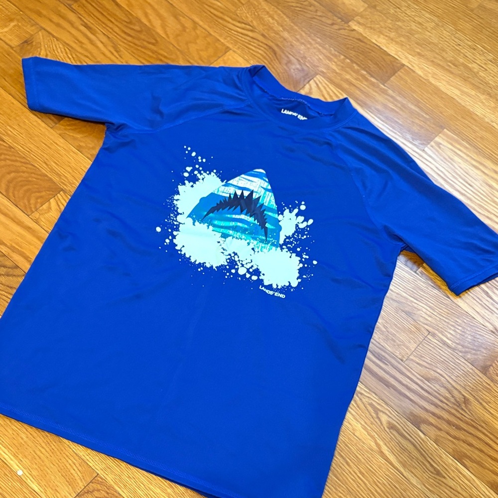 Lands' End Kids Vibrant Blue Shark Rashguard